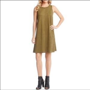 NWOT Karen Kane Sleeveless Faux-Suede Dress in Olive color. Size XS